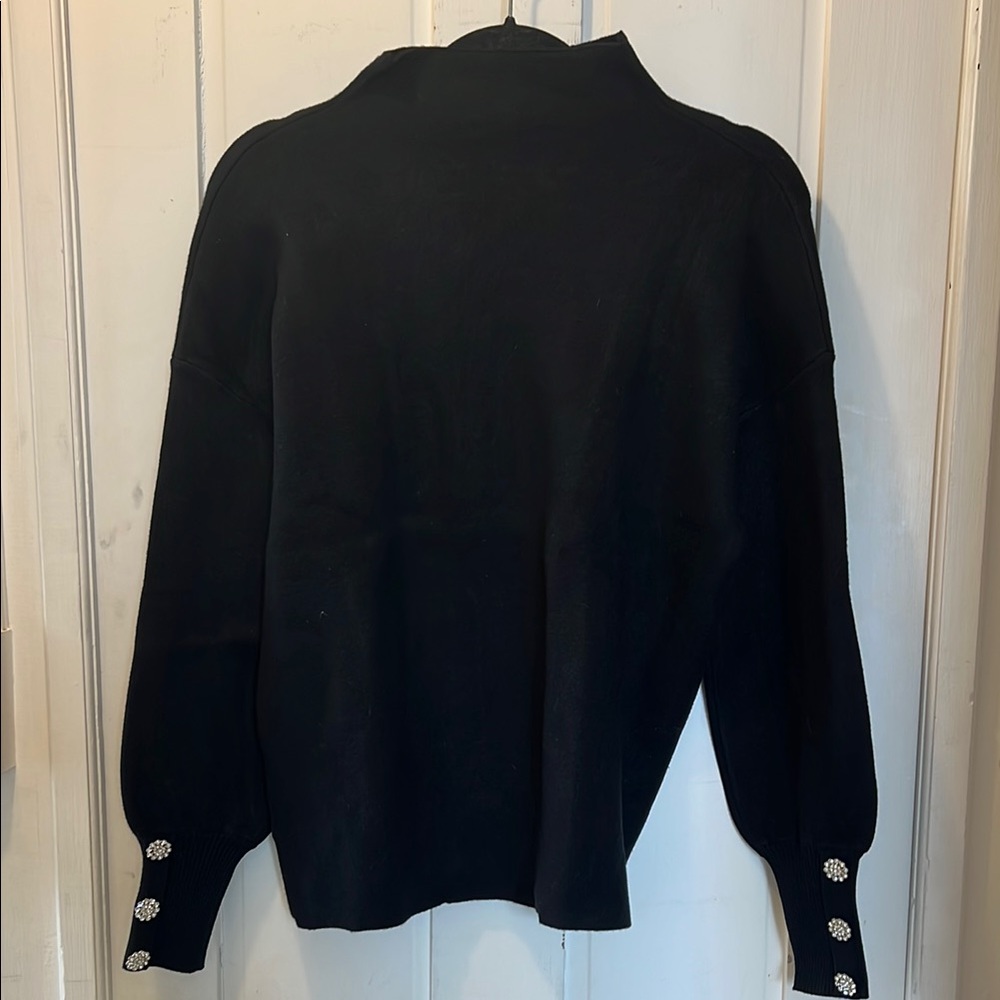 Black Sweater with Button Accents